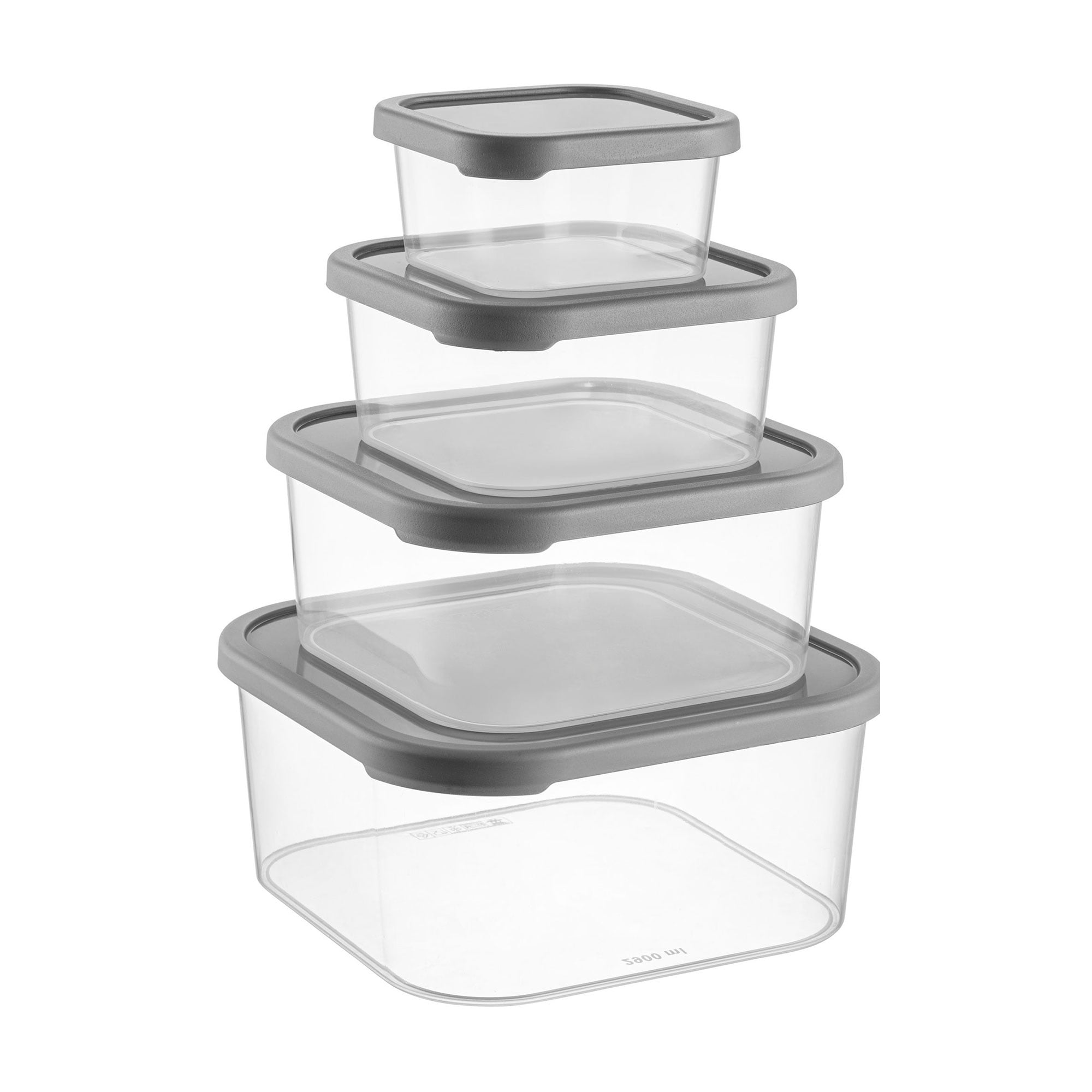 Набір контейнерів Idea Home Quick Box квадратні, сірі (400 мл + 900 мл + 1.8 л + 2.9 л) (00655 Gray)